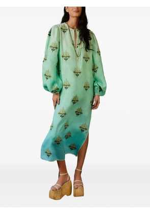 FARM Rio long-sleeves midi dress - Green