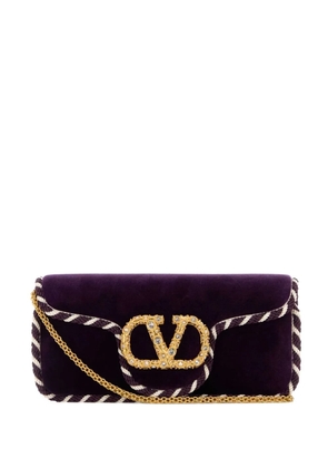 Valentino Garavani Locò velvet clutch bag - Purple