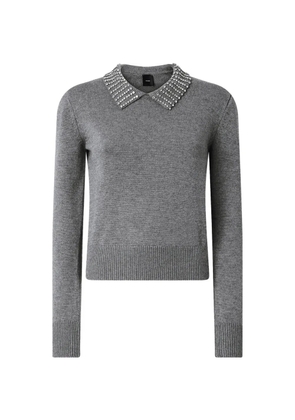 PINKO rhinestone-collared sweater - Grey