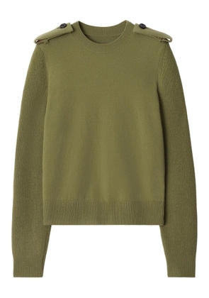 Burberry checked-epaulettes sweater - Green