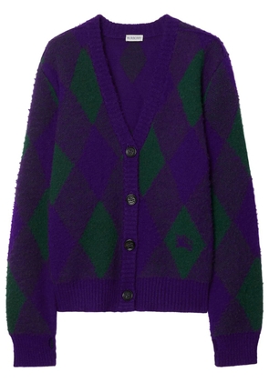 Burberry Argyle-intarsia wool cardigan - Purple