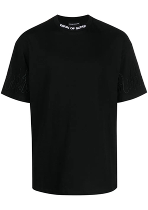 Vision Of Super logo-embroidered cotton T-shirt - Black