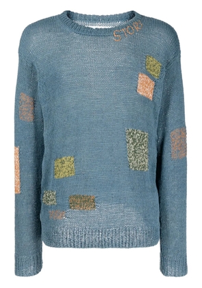 STORY mfg. Spinning geometric intarsia-knit jumper - Blue