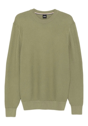 BOSS waffle-knit crew-neck sweatshirt - Green