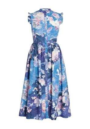 ERDEM ruffled floral-print dress - Blue