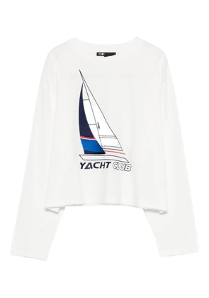 Maje Yacht Club-embroidered T-shirt - White