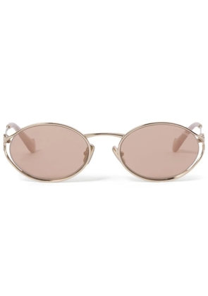 Miu Miu Eyewear Logo oval-frame sunglasses - Gold