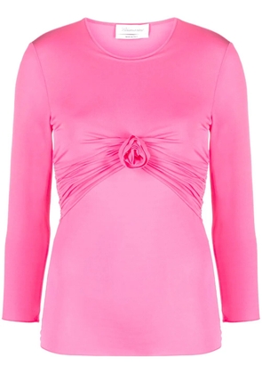 Blumarine floral-appliqué gathered T-shirt - Pink
