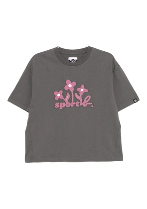 SPORT b. by agnès b. flower-appliqué T-shirt - Grey