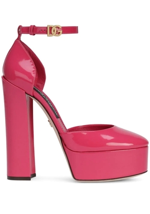 Dolce & Gabbana 145mm patent-leather platform pumps - Pink