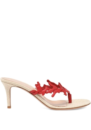 Gianvito Rossi 70mm Ocean Thong coral-appliqué heeled sandals - Neutrals