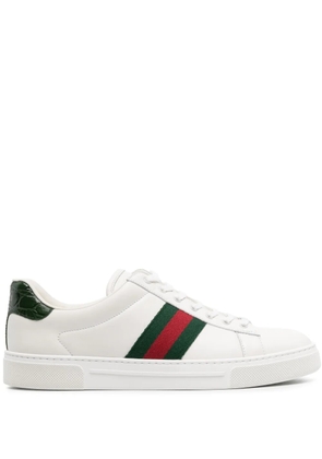 Gucci Ace Web-stripe leather sneakers - White