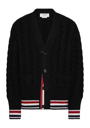 Thom Browne V-neck stripe-hem cardigan - Black