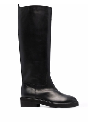 Via Roma 15 round-toe leather boots - Black