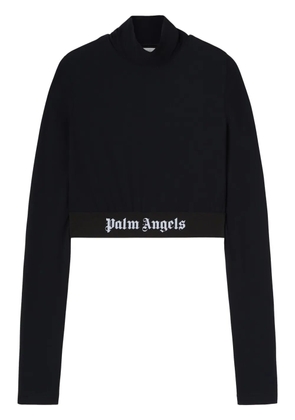 Palm Angels logo-underband mock-neck crop top - Black