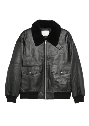 DUNST shearling-collar leather jacket - Black