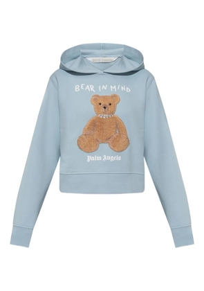 Palm Angels bear-motif long-sleeve hoodie - Blue