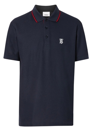 Burberry Icon Stripe Placket Cotton Piqué Polo Shirt - Blue