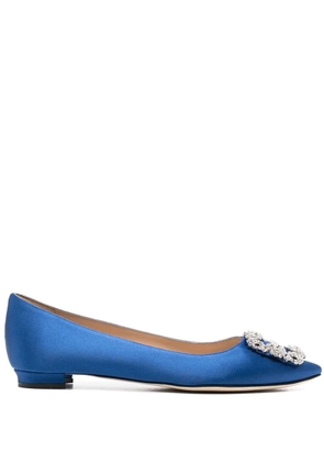 Manolo Blahnik Hangisi buckle-detail ballerina shoes - Blue