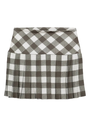 Norma Kamali pleated checked skirt - Green