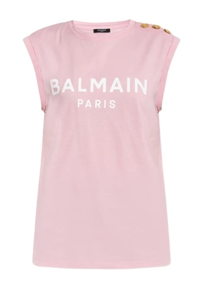 Balmain logo-print tank top - Pink