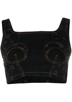 Marine Serre Regenerated denim bustier top - Black
