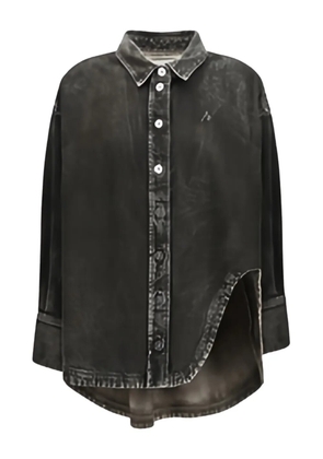 The Attico asymmetric long-sleeve denim shirt - Grey