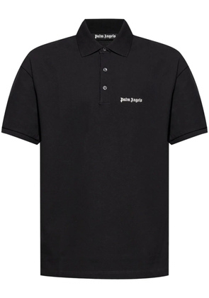 Palm Angels logo-embroidered polo shirt - Black