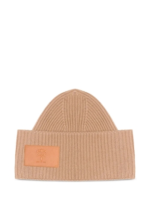 PLACE OF ËLMS logo-patch beanie hat - Neutrals