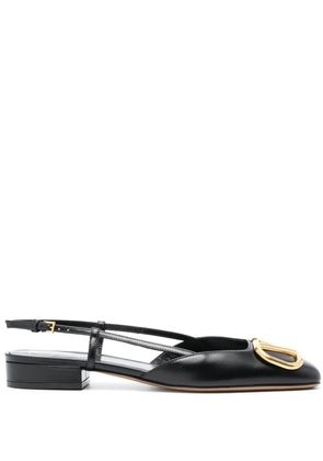 Valentino Garavani VLogo leather slingback ballerina shoes - Black