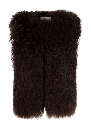 Yves Salomon long-hair fur gilet - Brown
