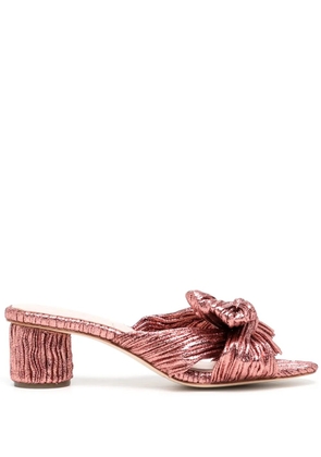 Loeffler Randall 50mm metallic-effect plissé sandals - Pink