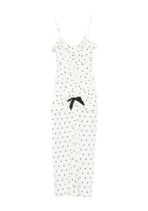 Alessandra Rich polka dot-print ruched dress - White