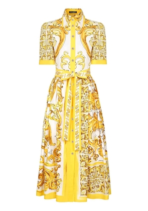 Dolce & Gabbana Majolica-print cotton shirtdress - Yellow
