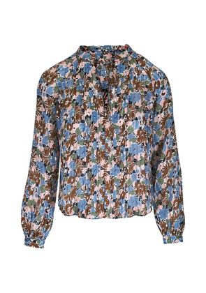 Veronica Beard Linds pleated floral blouse - Blue