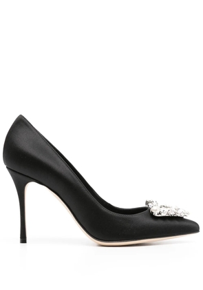 Sergio Rossi 90mm crystal-buckle pumps - Black