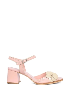 Sarah Chofakian Garden flower appliqué sandals - Pink