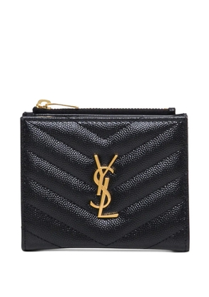 Saint Laurent Cassandre quilted logo wallet - Black