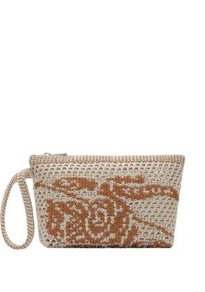 Burberry Equestrian Knight crochet clutch bag - White