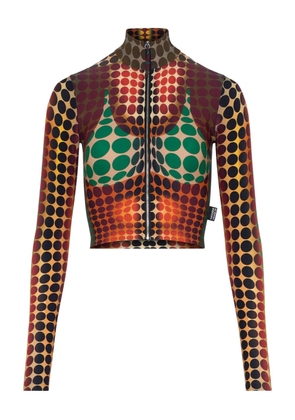 Jean Paul Gaultier high-neck zip-up top - Brown