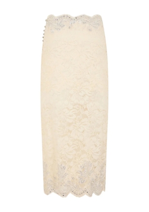 Rabanne lace scalloped-hem midi skirt - Neutrals