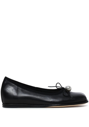 Simone Rocha bow-embellished leather ballerina shoes - Black