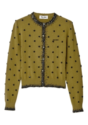 Miu Miu embroidered-details cardigan - Green