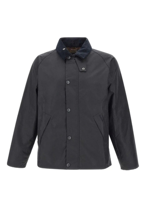 Barbour corduroy-collar waxed-cotton jacket - Black