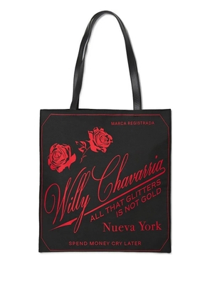 Willy Chavarria rose-print tote bag - Black