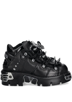 NEW ROCK lace-up stud-details sneakers - Black