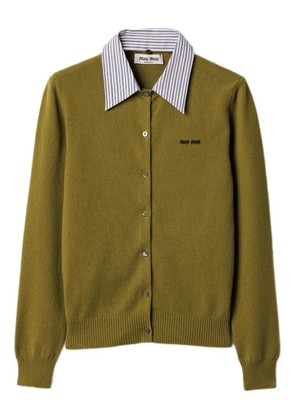 Miu Miu detachable-collar cashmere cardigan - Green