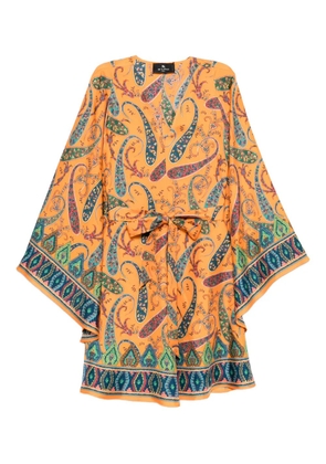 ETRO Paisley tie-waist silk dress - Orange