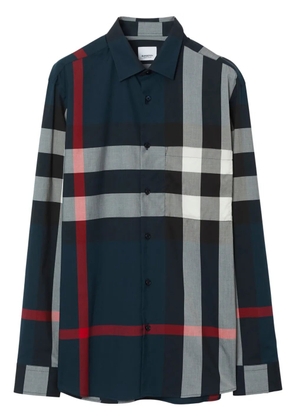 Burberry check-pattern cotton shirt - Blue