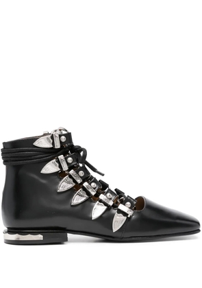 Toga Pulla lace-up leather ankle boots - Black